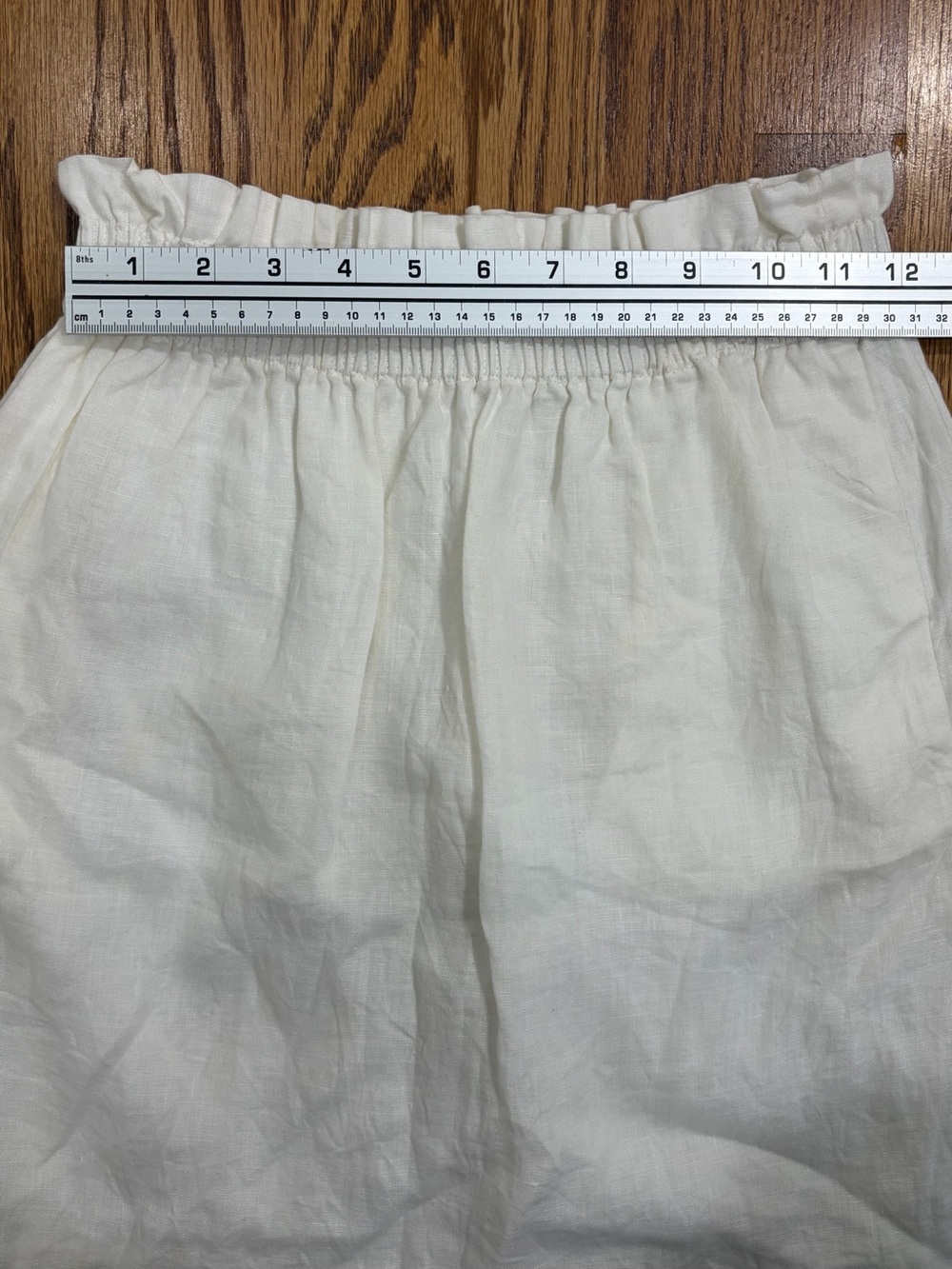 J. Crew 100% Linen Cream Elastic-Waist Mini Skirt (2) - Picture 4 of 6